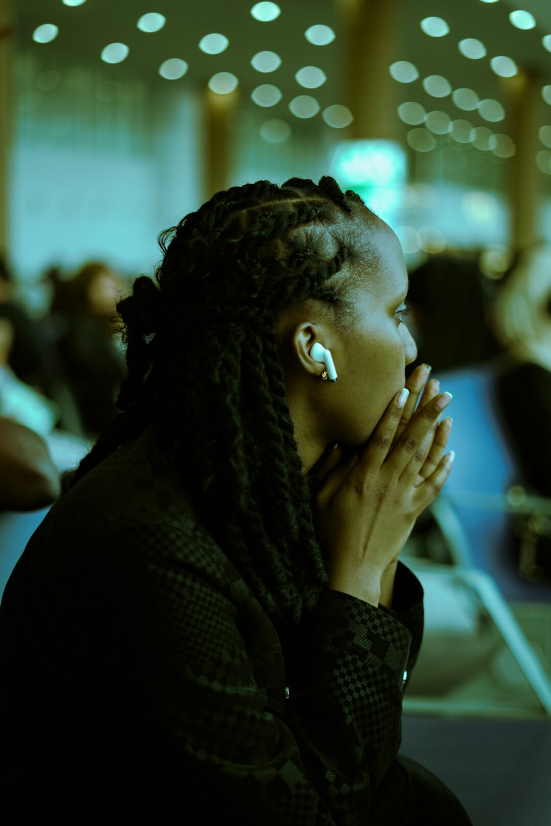person listening attentively