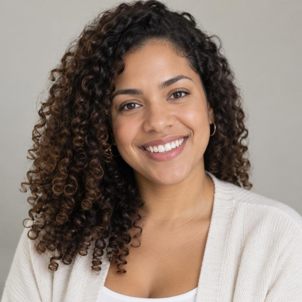 Portrait of a smiling woman with brown hair